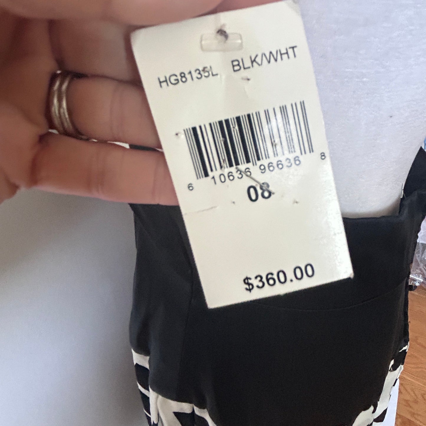 Tadashi NWT Black and White Low Cut Halter Open Back Maxi Dress Womens Size 8