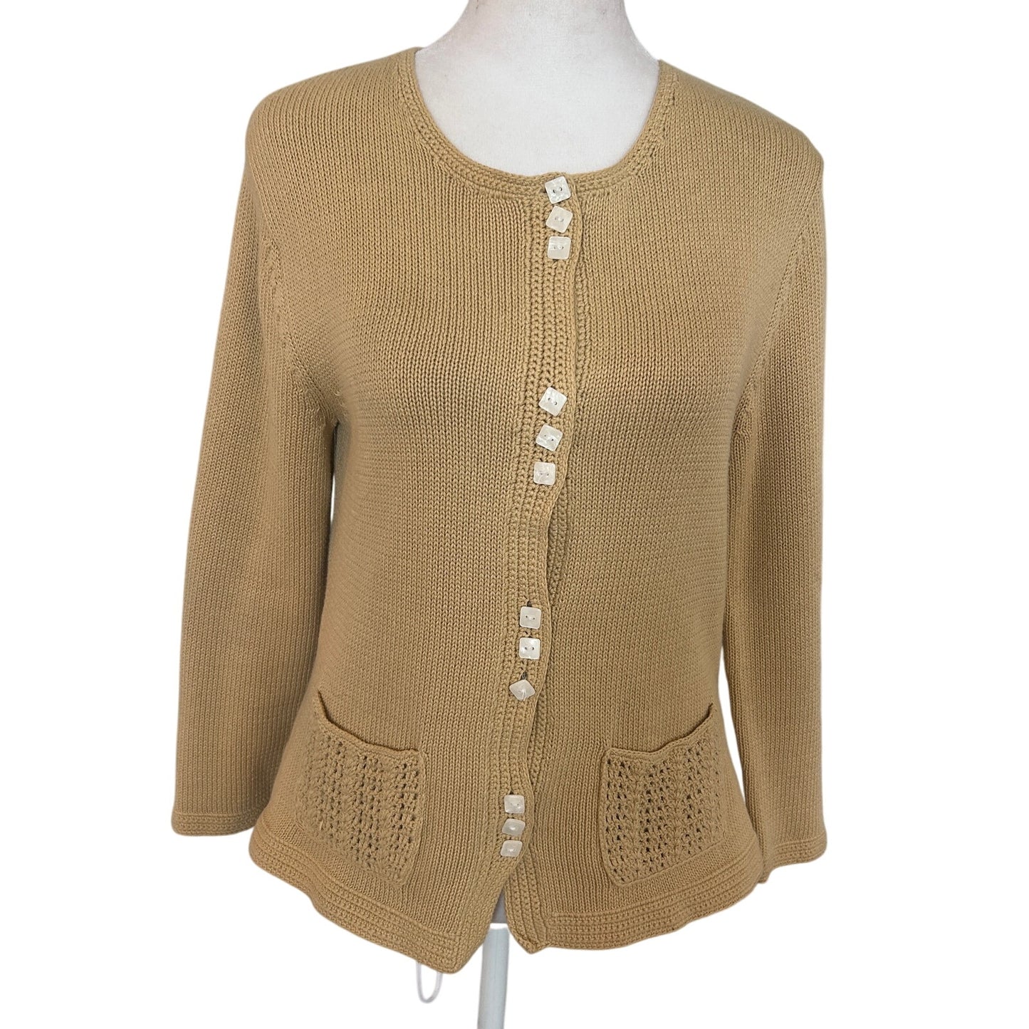 Lauren Hansen Studio Brown Button Down Cardigan Sweater Unique Womens Size Small