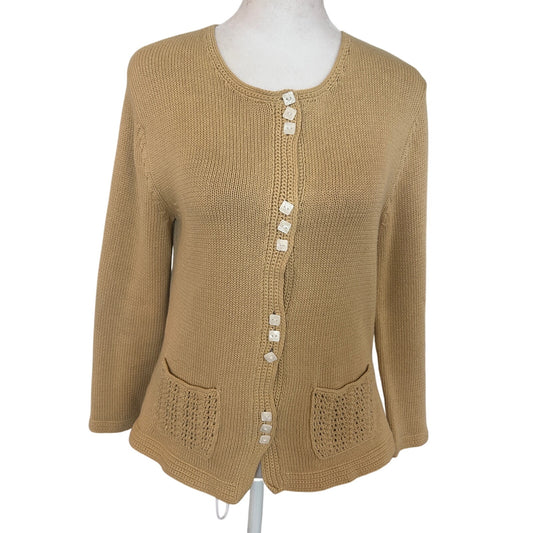 Lauren Hansen Studio Brown Button Down Cardigan Sweater Unique Womens Size Small