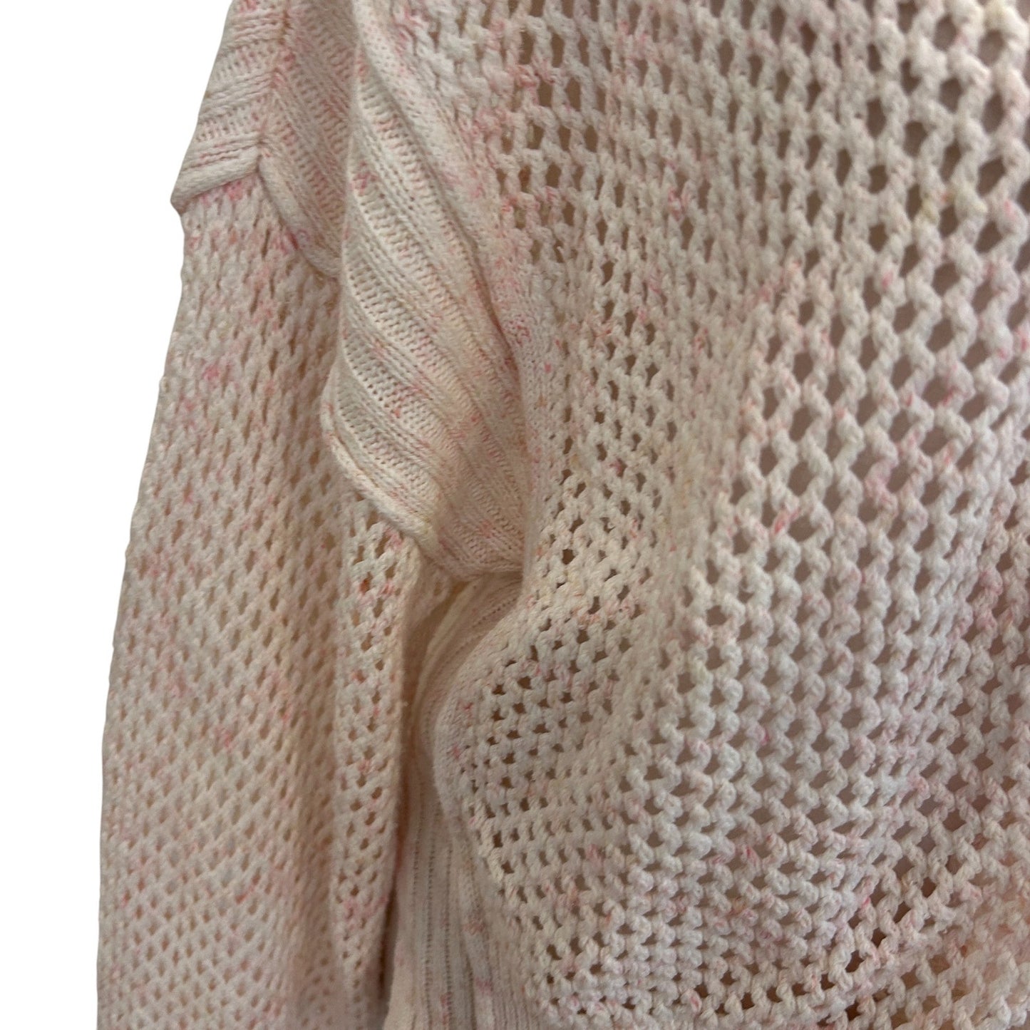Pilcro Pink Open Weave Boxy Long Sleeve Cardigan Sweater Womens Size Medium