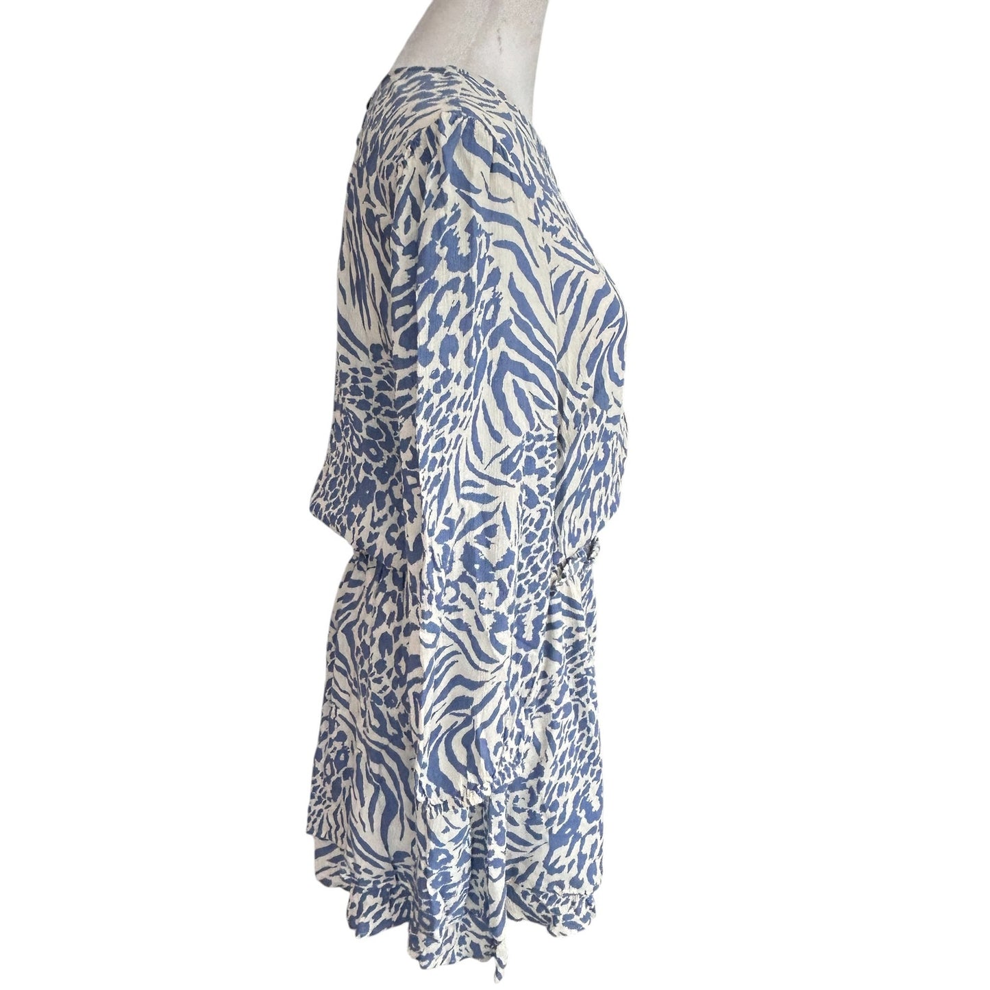 Rails Blue and Ivory Inez Mixed Animal Print Dress Womens Size Large