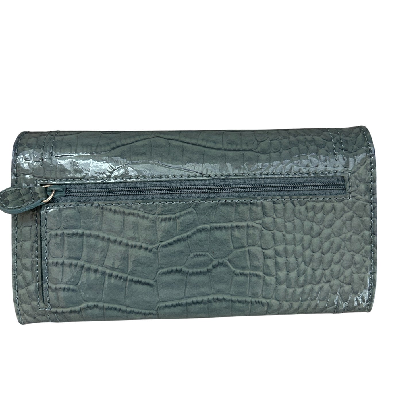 Liz Claiborne Olive Green Faux Patent Leather Croc / Alligator Wallet NEW IN BOX