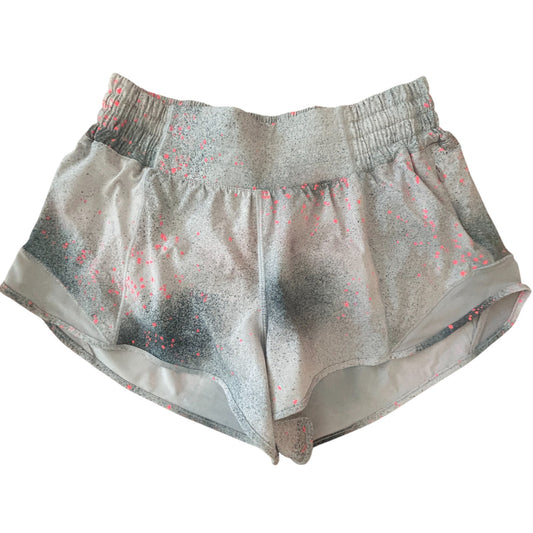 Lululemon White Gray Orange Paint Splatter Hotty Hot Lined Short Womens Size 6