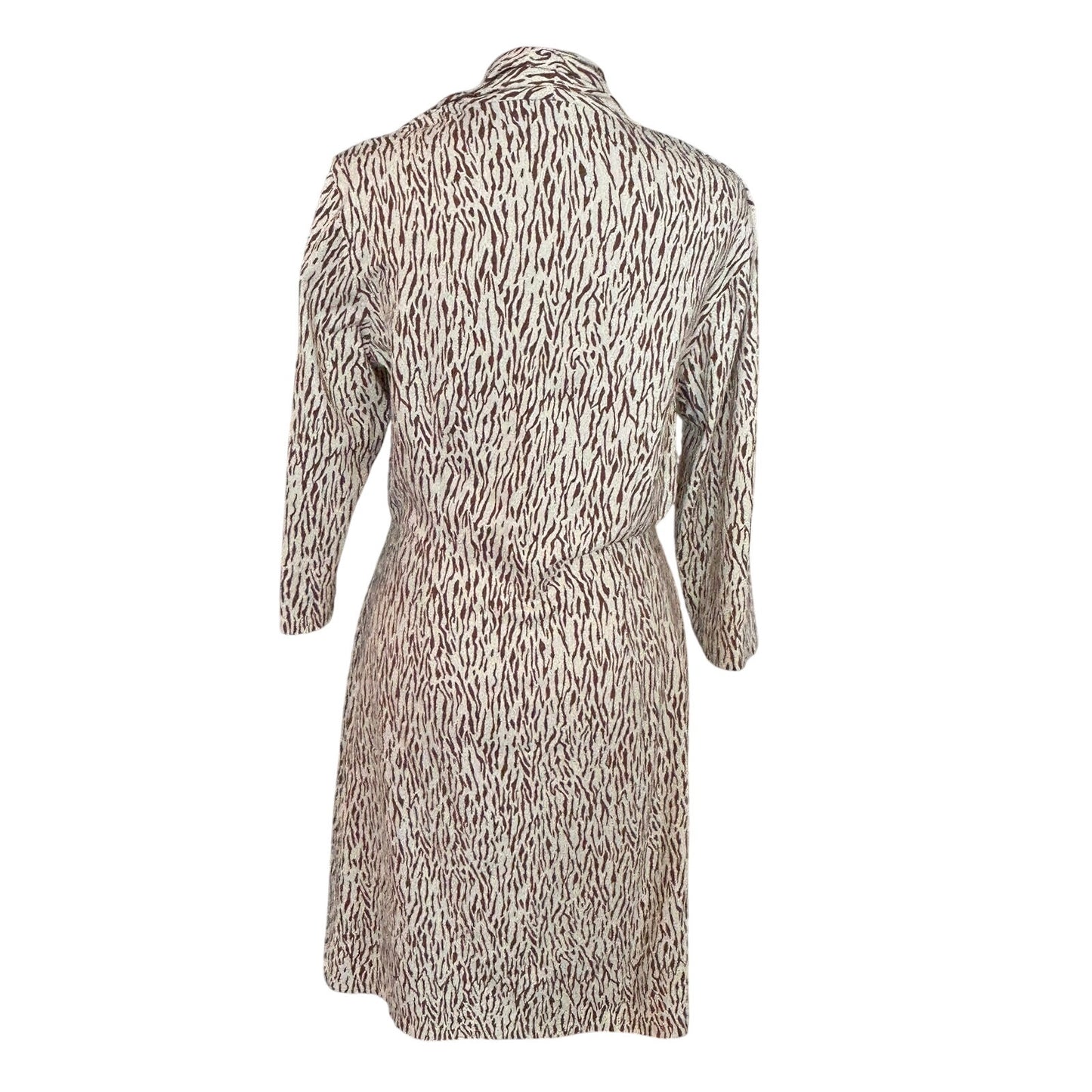 J. McLaughlin Tan, Animal Print 3/4 Sleeve Stretch Wrap Dress Womens Size Small