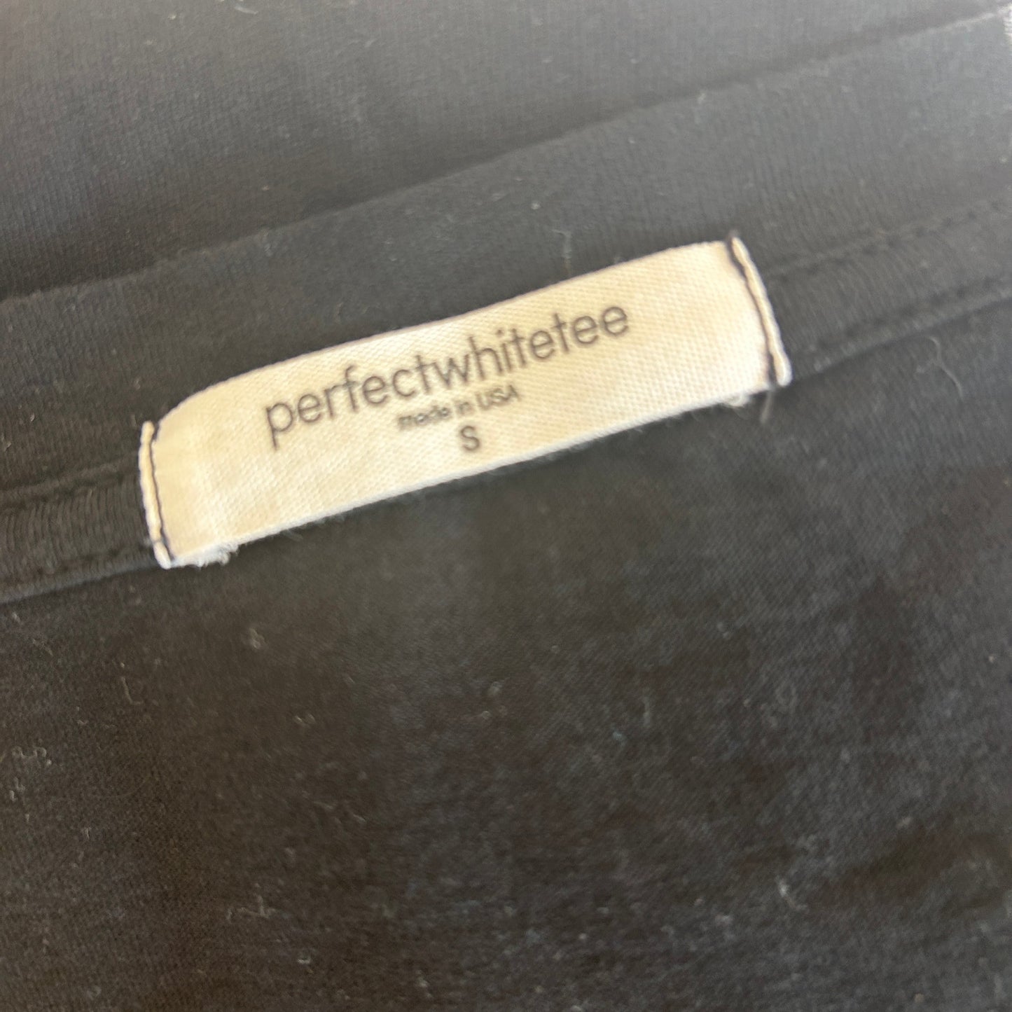 Perfect White Tee Black Long Sleeve V-Neck Classic Tee Shirt Womens Size Small
