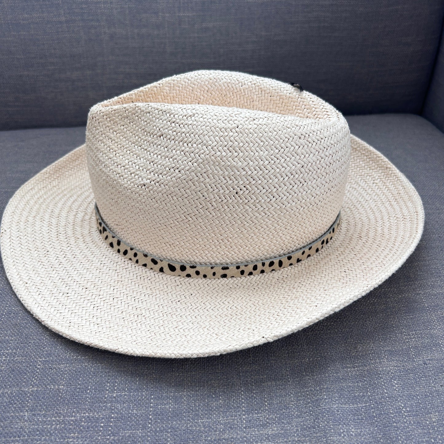 India Hicks Hat Attack Tan Straw Hat With Animal Print Band and Feather