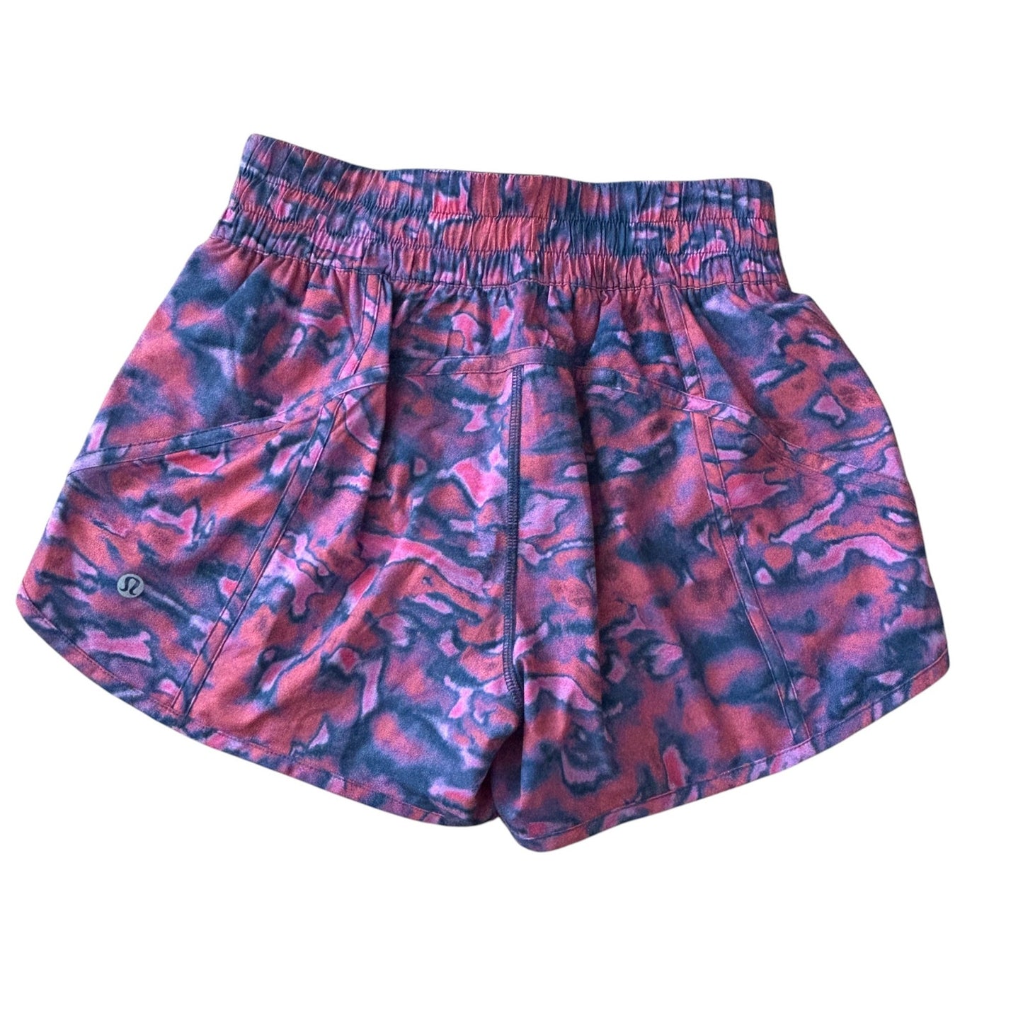 Lululemon Orange Pink Black Camo Tracker Lined Short Womens Size 6
