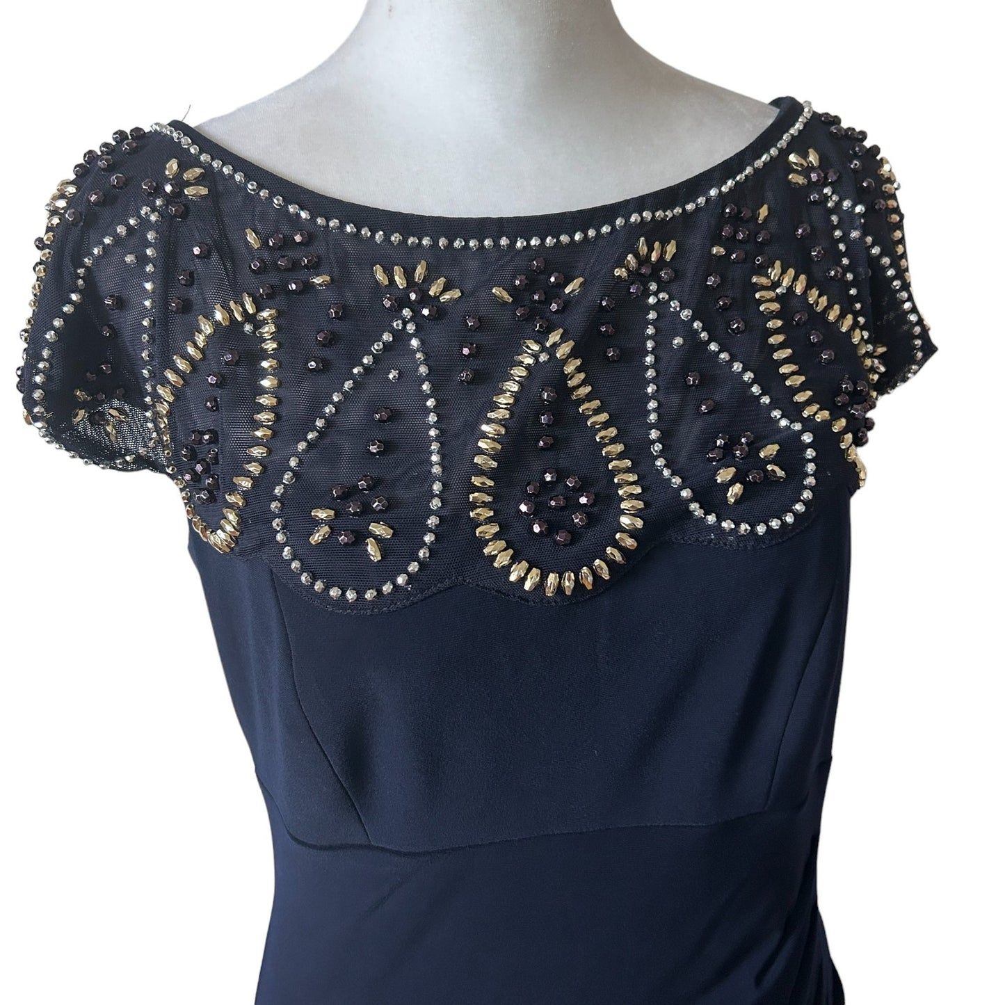 Joseph Ribkoff NEW Blue Dress Beaded Embellished Top Style 191307 Womens Size 8