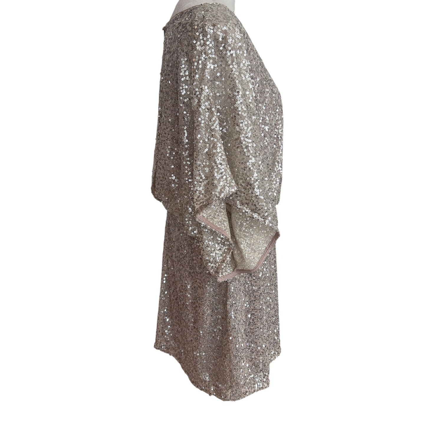 Jessica Howard Taupe and Silver Sequined Blouson Mini Dress Womens Size 12 P