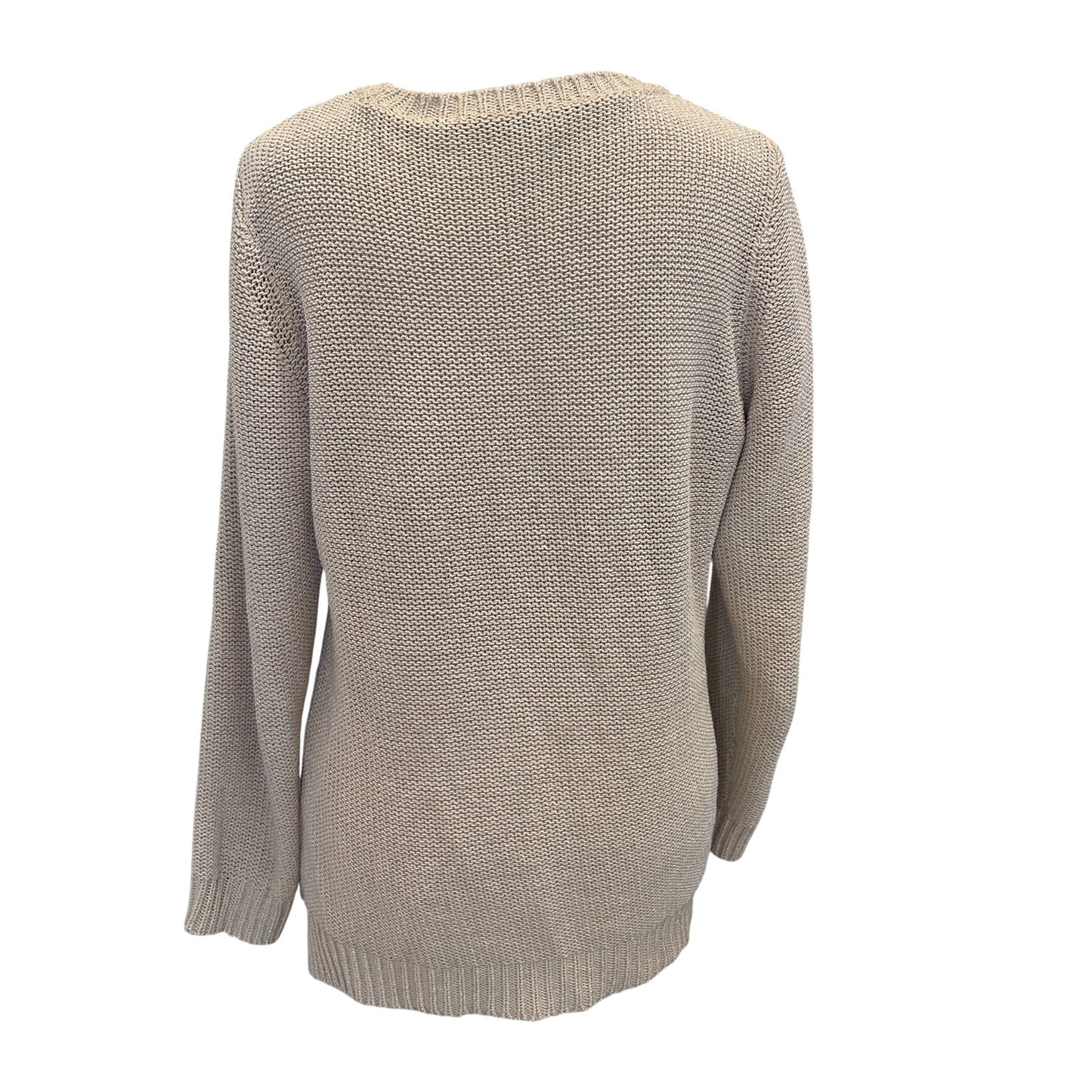 J McGlaughlin Tan Beige Long Sleeve Crewneck Pullover Sweater Womens Size Large