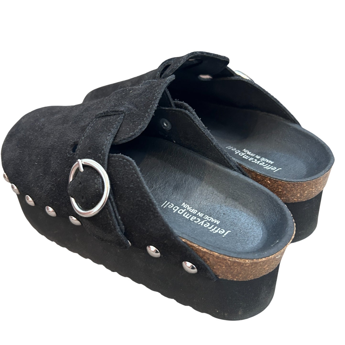 Jeffrey Campbell Celestine Black Suede Silver Slip-On Flats Womens Size 38 NEW