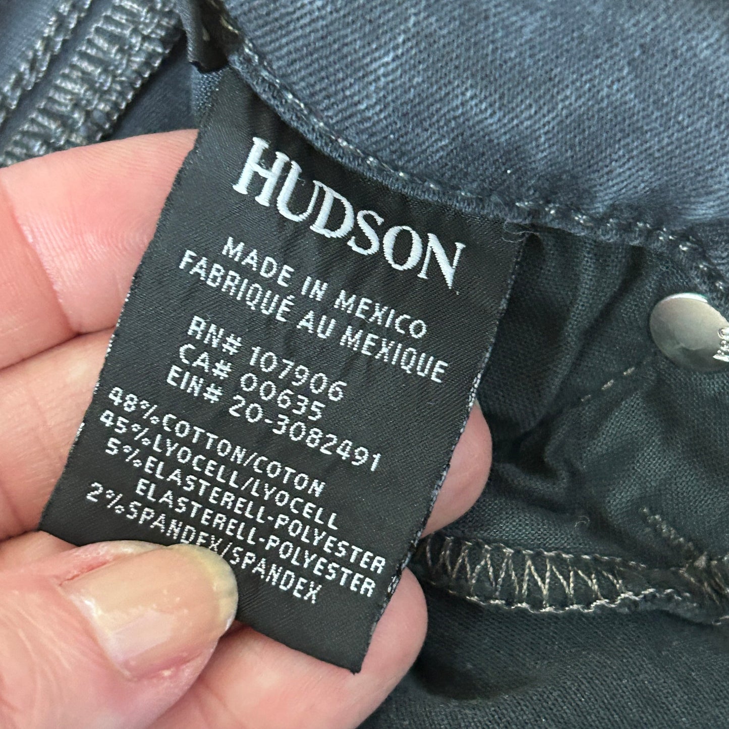 Hudson Black Midrise Natalie Super Skinny Ankle Jeans Raw Hem Womens Size 27