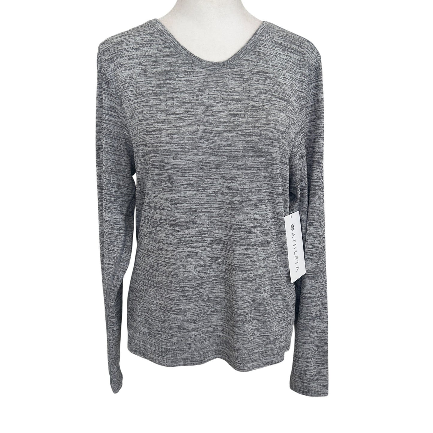 Athleta NWT Heather Gray In Motion Seamless Long Sleeve Top Womens Size Small