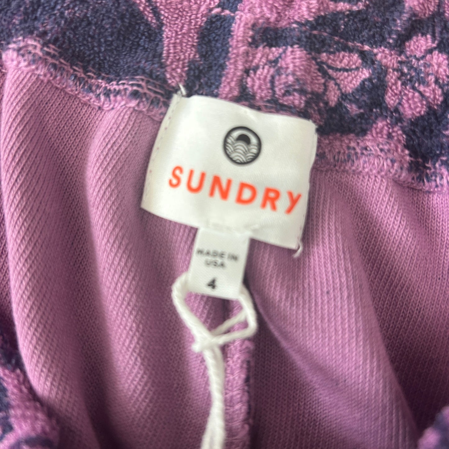 Sundry NWT Purple and Navy Blue Floral Terry Shorts Womens Size XL NEW