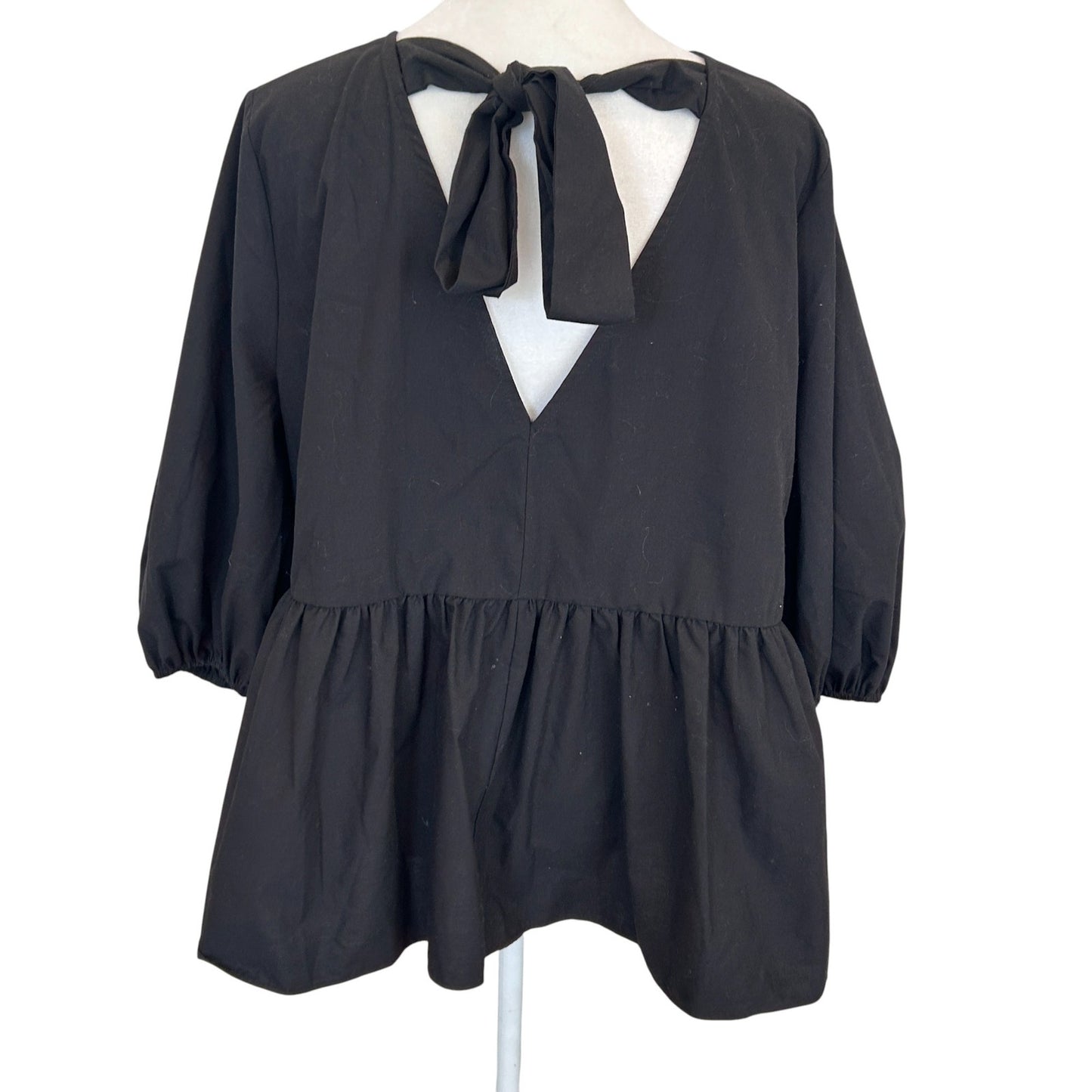 ASOS Design Black Babydoll Short Puff Sleeve Top Blouse Womens Size 10