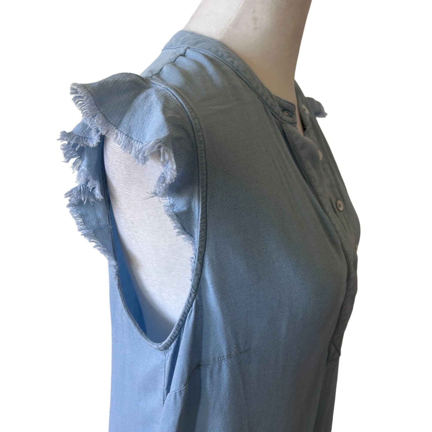 Splendid NWT Light Blue Sleeveless Raw Hem Shift Dress Womens Size Small NEW