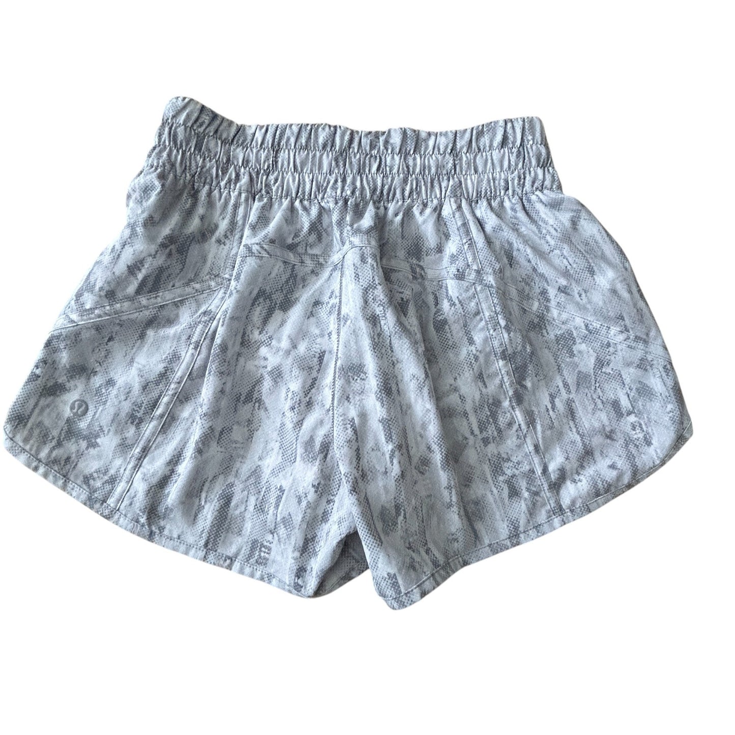 Lululemon Gray and White Camo Tracker Lined Short Womens Size 6