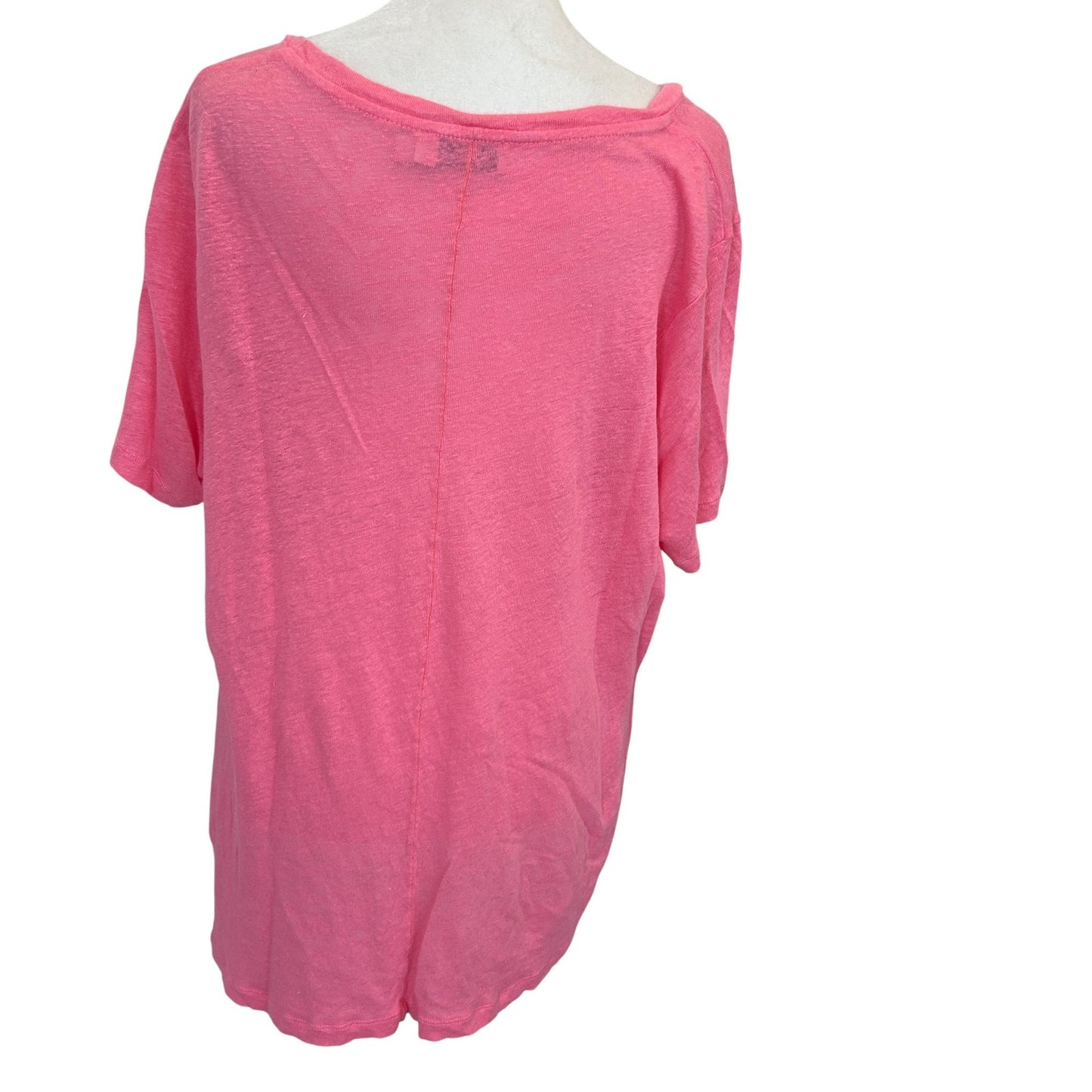 Vineyard Vines Pink 100% linen Short Sleeve V-Neck Tee Shirt Womens Size XL