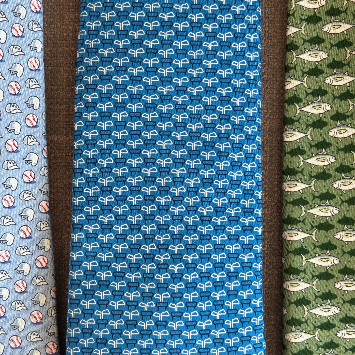 Vineyard Vines LOT 3 Mens 100% Silk Ties Golf, Fishing, Baseball