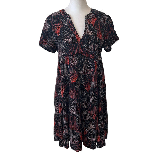 Anthropologie Maeve Tania Tiered Dress Black, Orange Womens Size XS Petite NEW