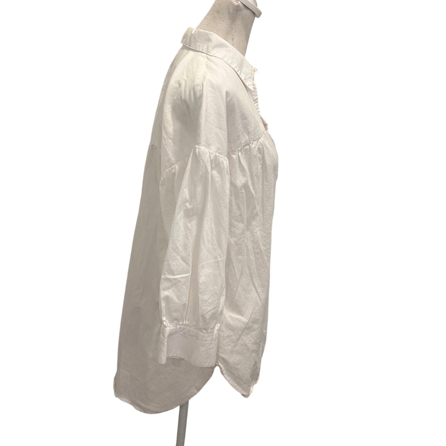 Maeve by Anthropologie White Button Down Classic Top Blouse Womens Size Large