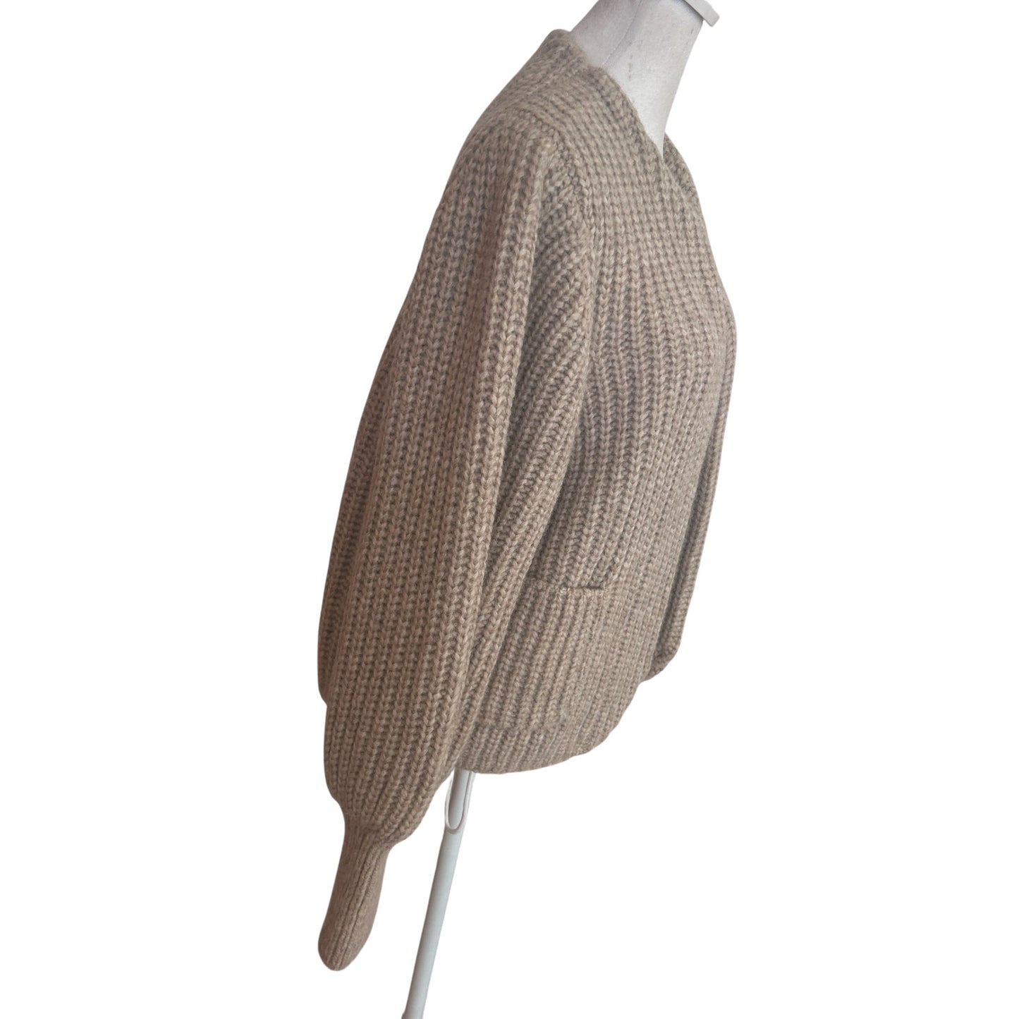 White + Warren NWT Plush Alpaca Blend Open Jacket Sweater Oat Straw Womens Small