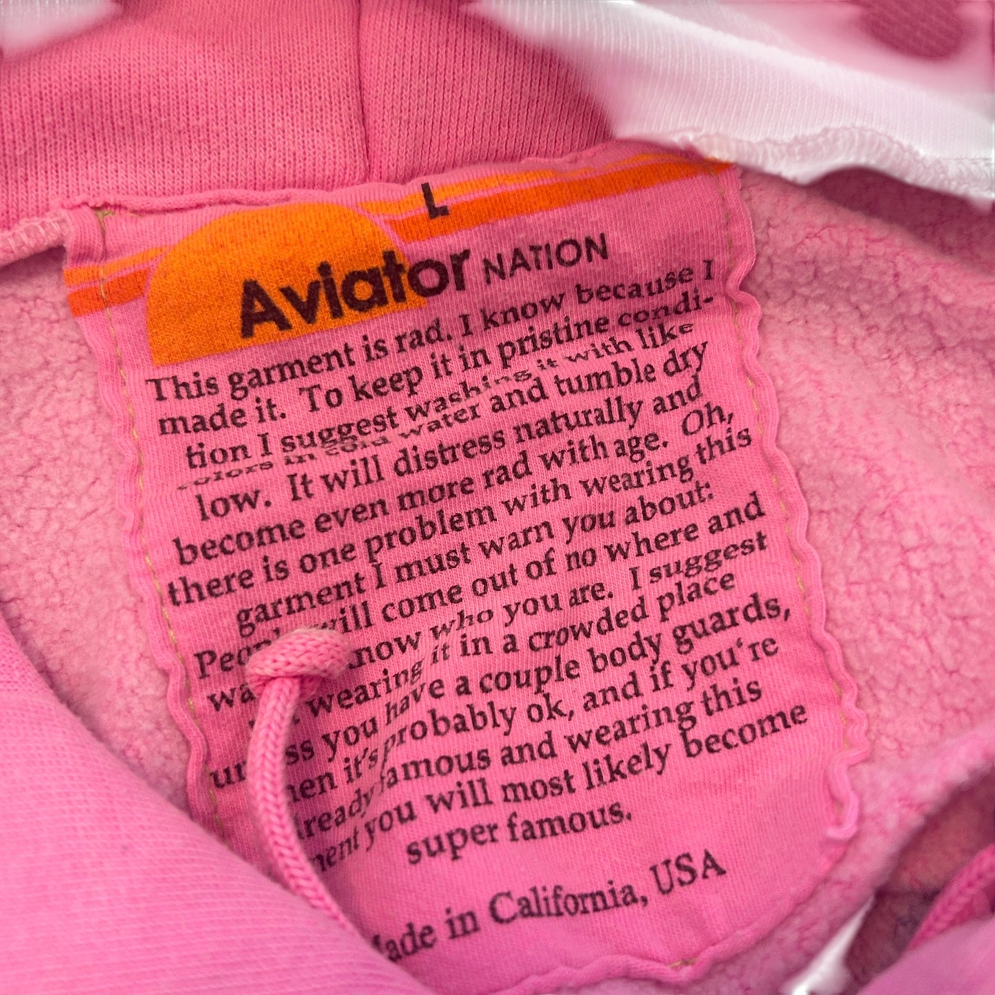 Aviator Nation Pink Surfer Hoodie Sweatshirt Womens Size Large