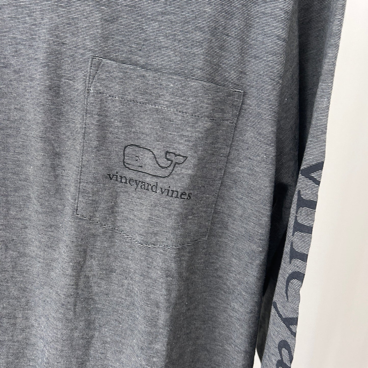 Vineyard Vines Gray Long Sleeve Hooded Island T-Shirt Mens Size Small