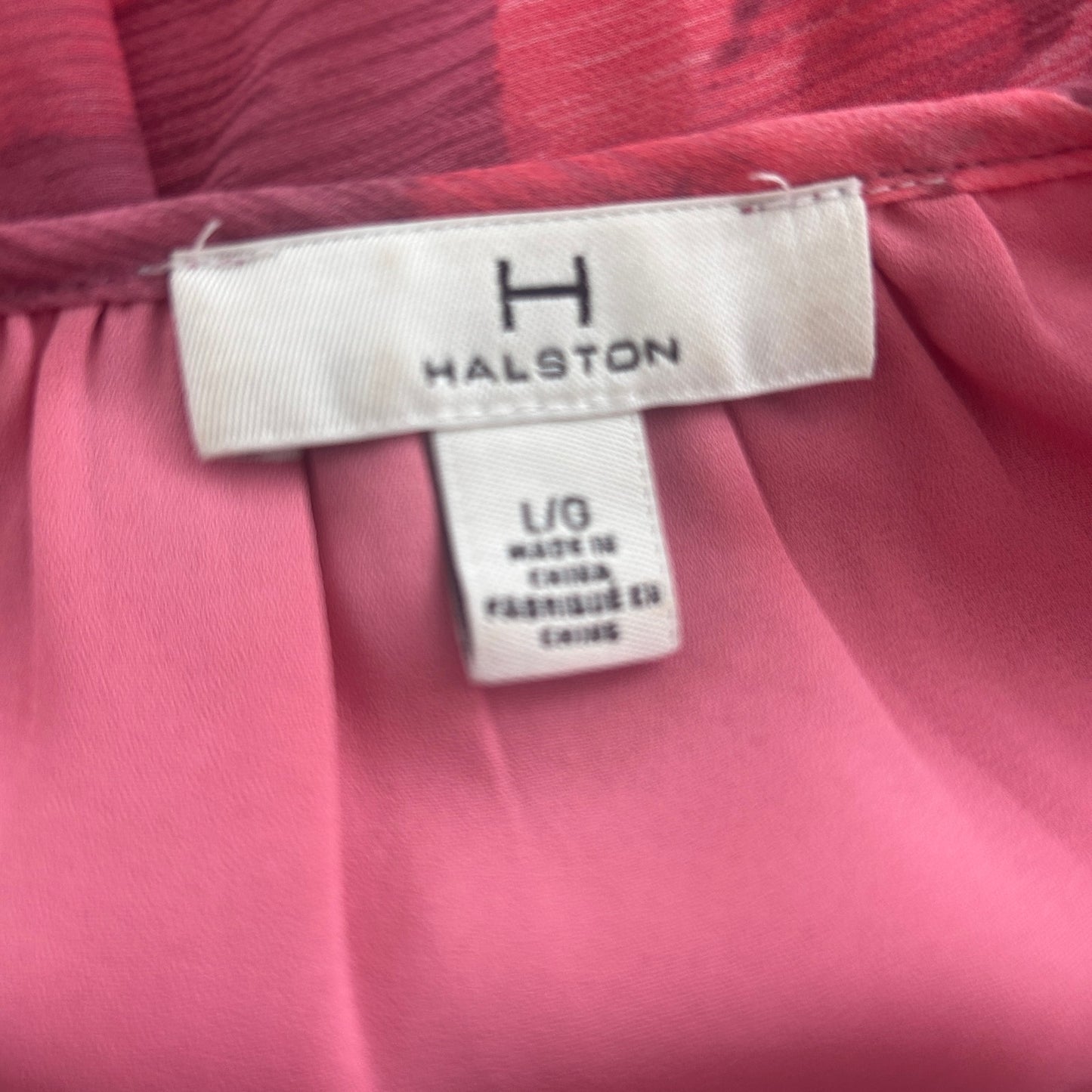 H Halton Pink Floral Long Sleeve Short Ruffled Dress Womens Size Large