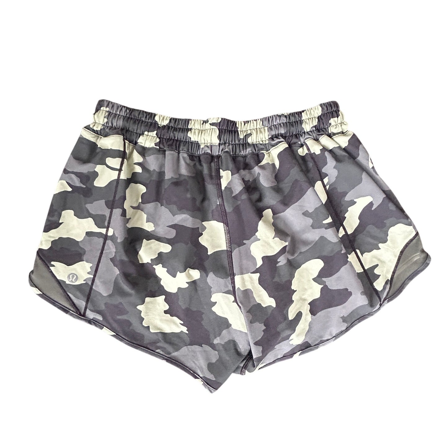 Lululemon Green Camo Hotty Hot High-Rise Lined Short 4" Womens Size 8 Tall