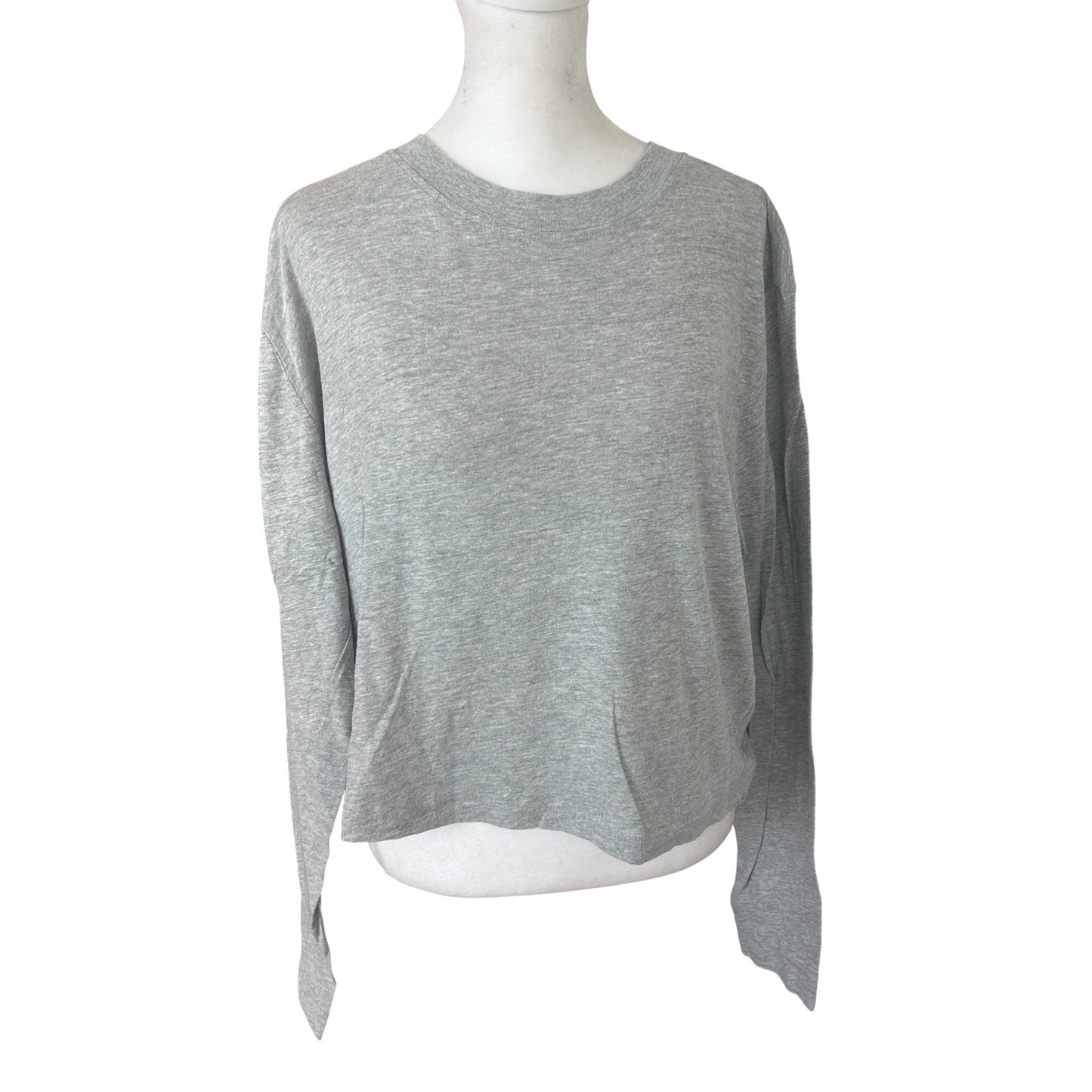 Michael Stars Mac High Crew Boxy Tee Long Sleeve Heather Gray Womens Medium NEW