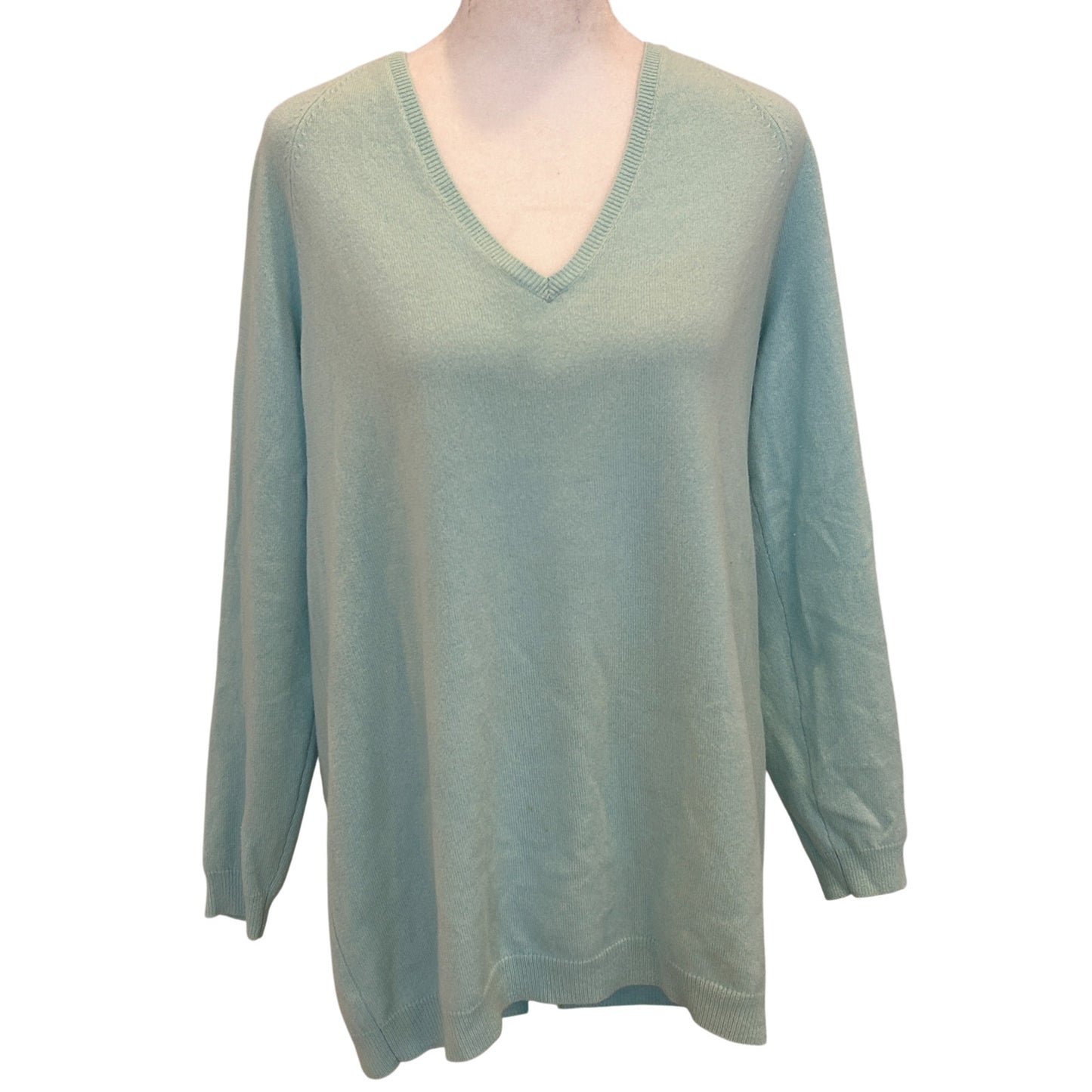 J McGlaughlin Light Blue V-Neck Long Sleeve Cashmere Sweater Womens Size Large