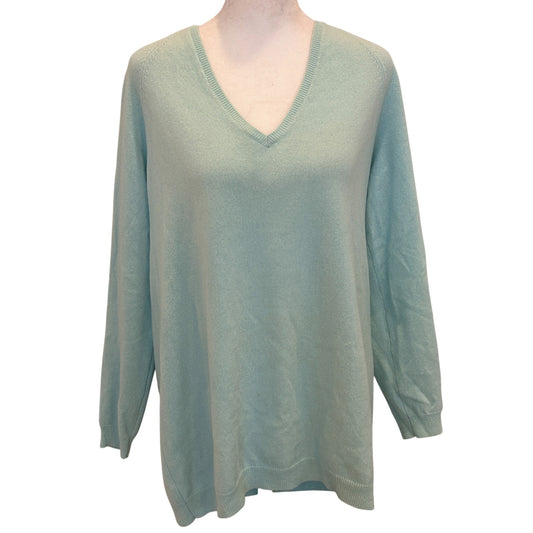 J McGlaughlin Light Blue V-Neck Long Sleeve Cashmere Sweater Womens Size Large