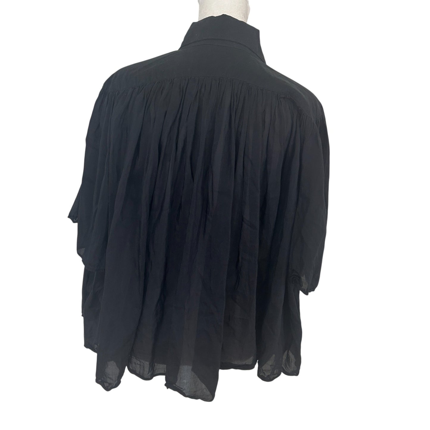 Banana Repulic Black Silk Blend Boxy Flowy Short Sleeve Blouse Womens Size Large