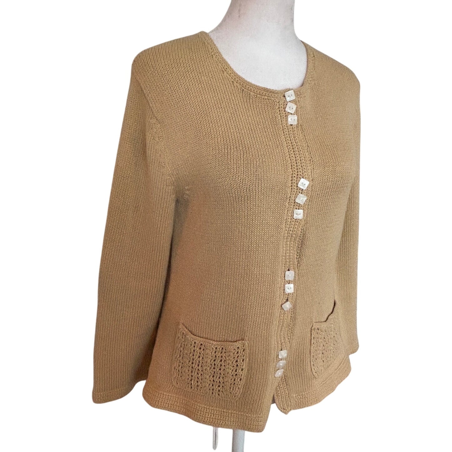 Lauren Hansen Studio Brown Button Down Cardigan Sweater Unique Womens Size Small
