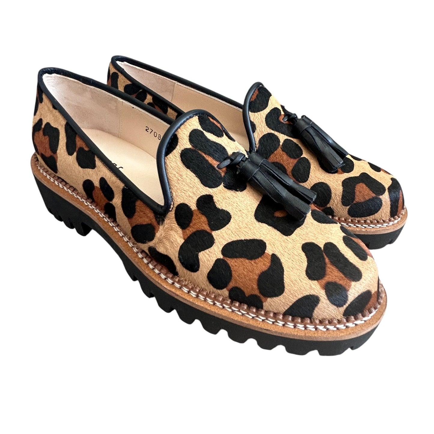 Jon Josef Lug Soled Tassled Loafer Gogo Leopard Womens Size 8 NEW IN BOX