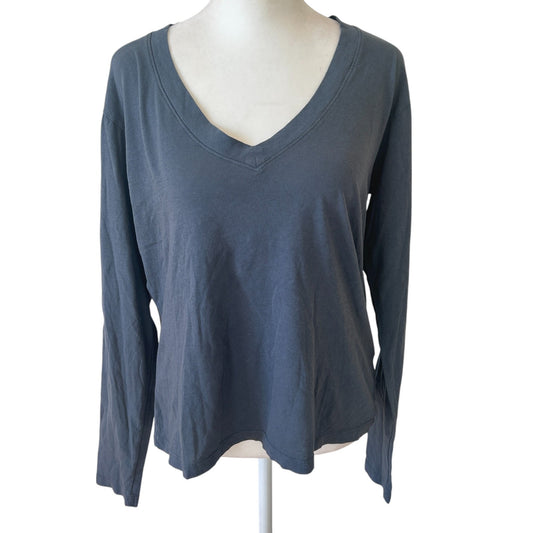Perfect White Tee NWT Gray Long Sleeve V-Neck Pullover Tee Womens Size Small NEW