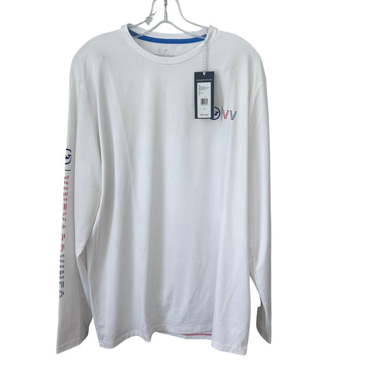 Vineyard Vines NWT Performance White Long Sleeve Tee Americana Mens Size Large