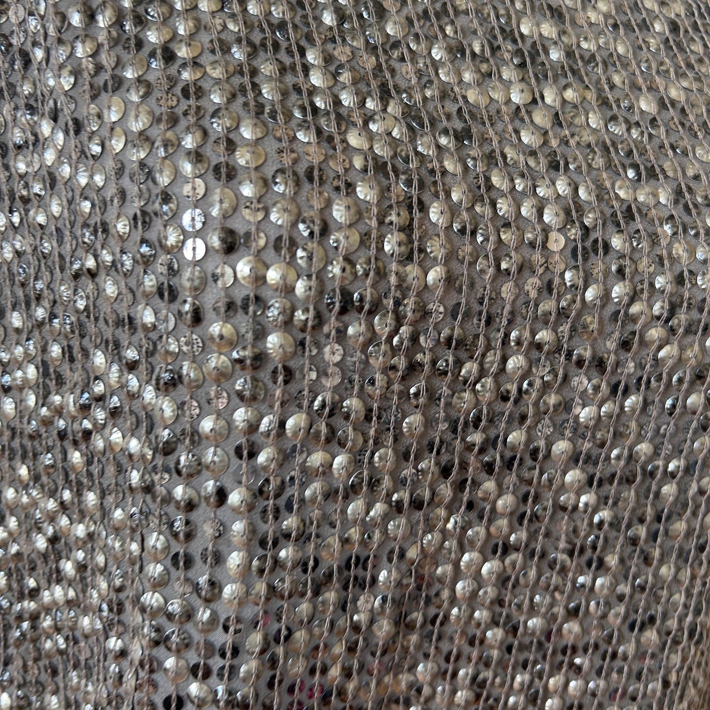 Carlisle Taupe Silk Boxy Short Sleeve Sequined Top Womens Size 10