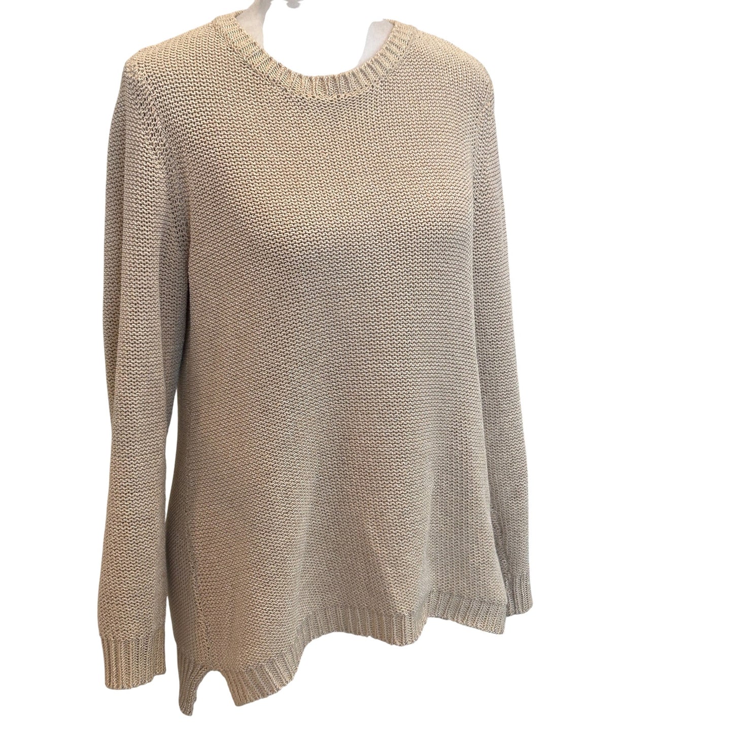 J McGlaughlin Tan Beige Long Sleeve Crewneck Pullover Sweater Womens Size Large