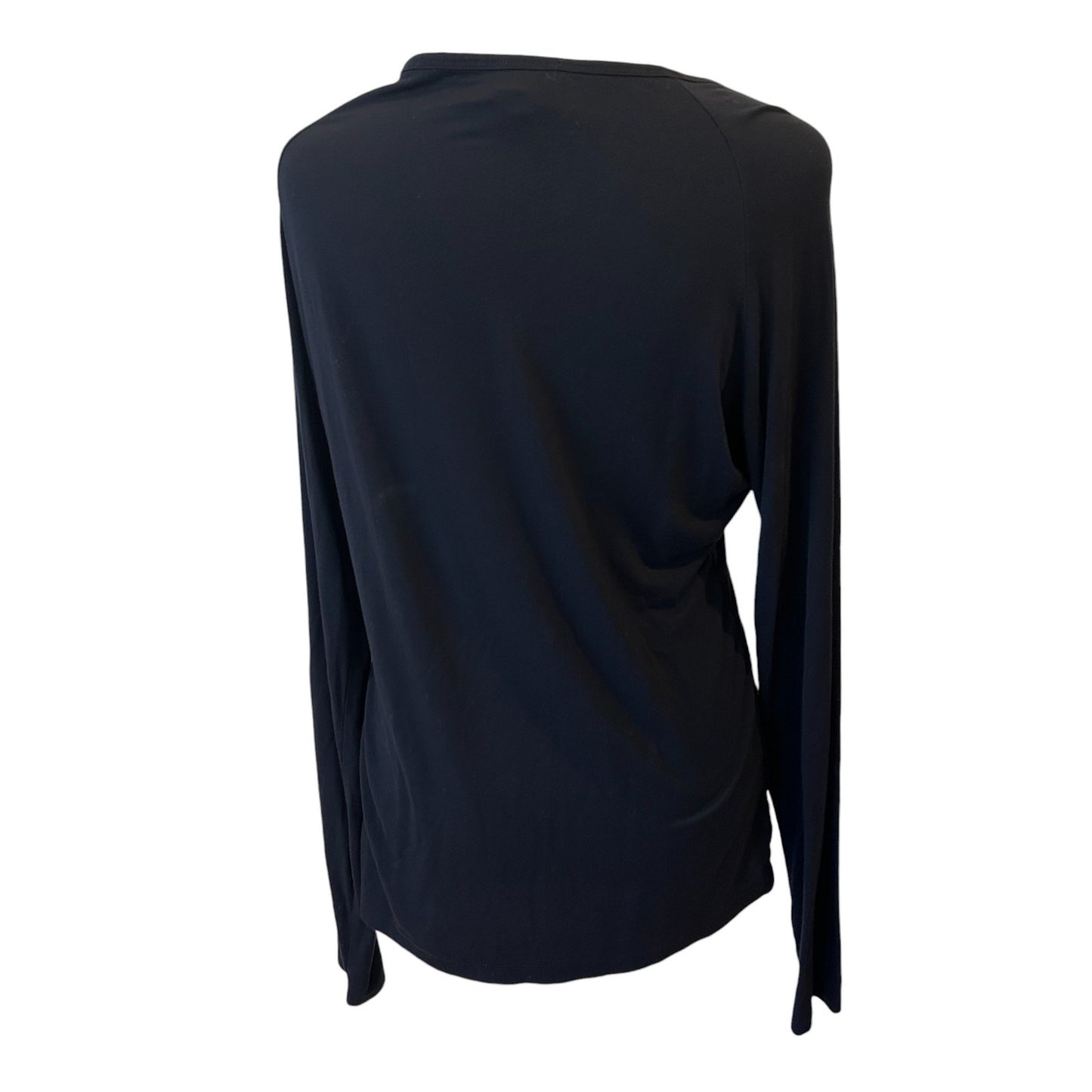 W by Worth Navy Blue Long Sleeve Stretch Knit Cross Front Top Womens Size Medium