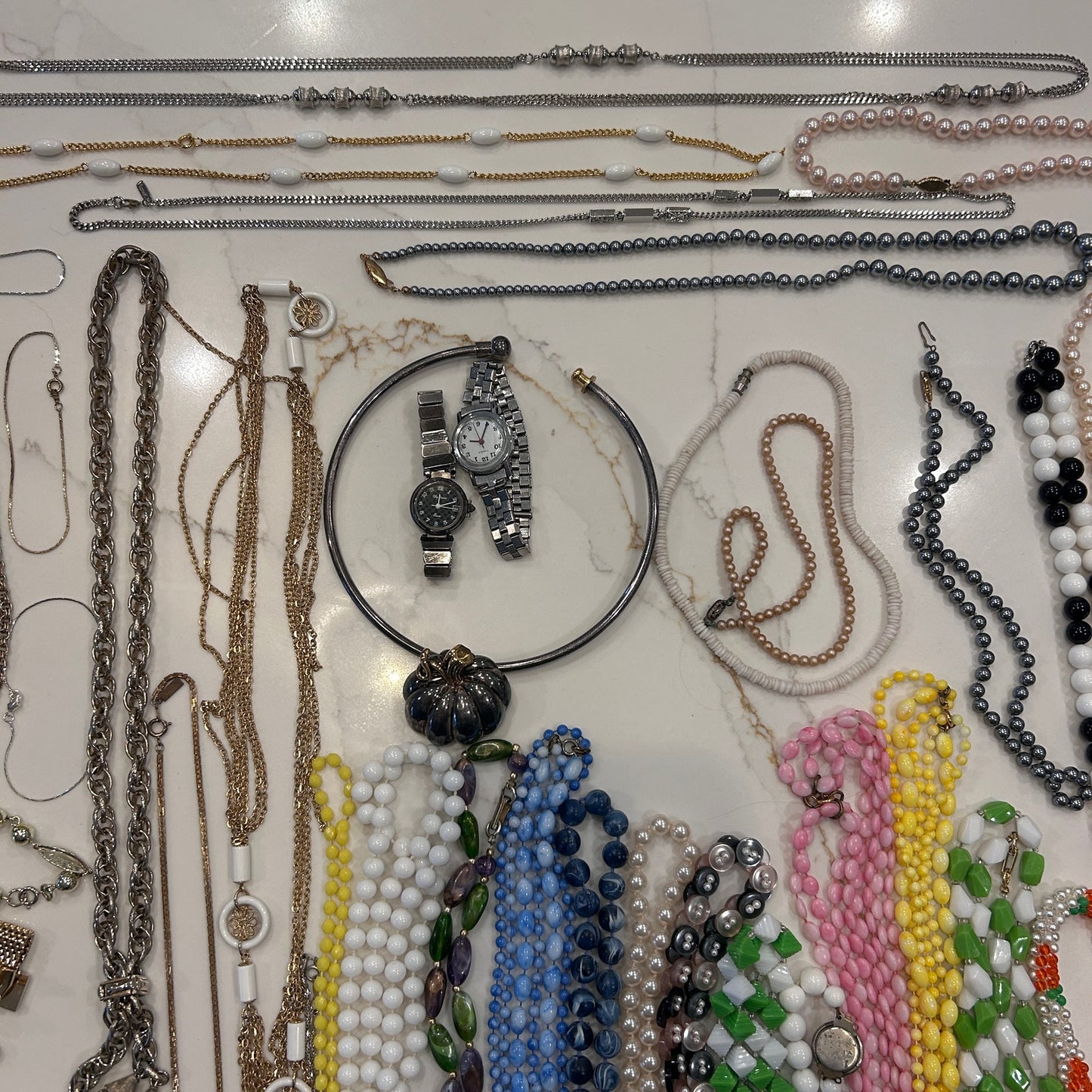 Lot Vintage Estate Sale Jewelry 80's 90's Modern Wearable Repurpose 95 Pieces