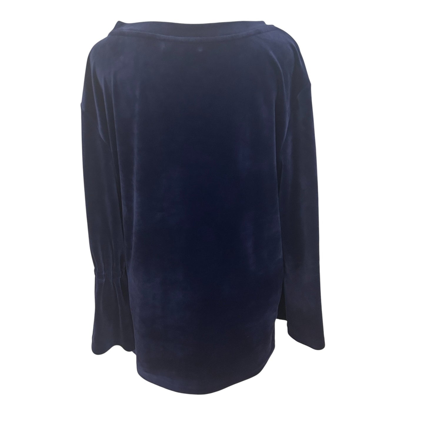 Sanctuary Blue Velvet Long Bell Sleeve Tunic Pullover Top Womens Size Medium