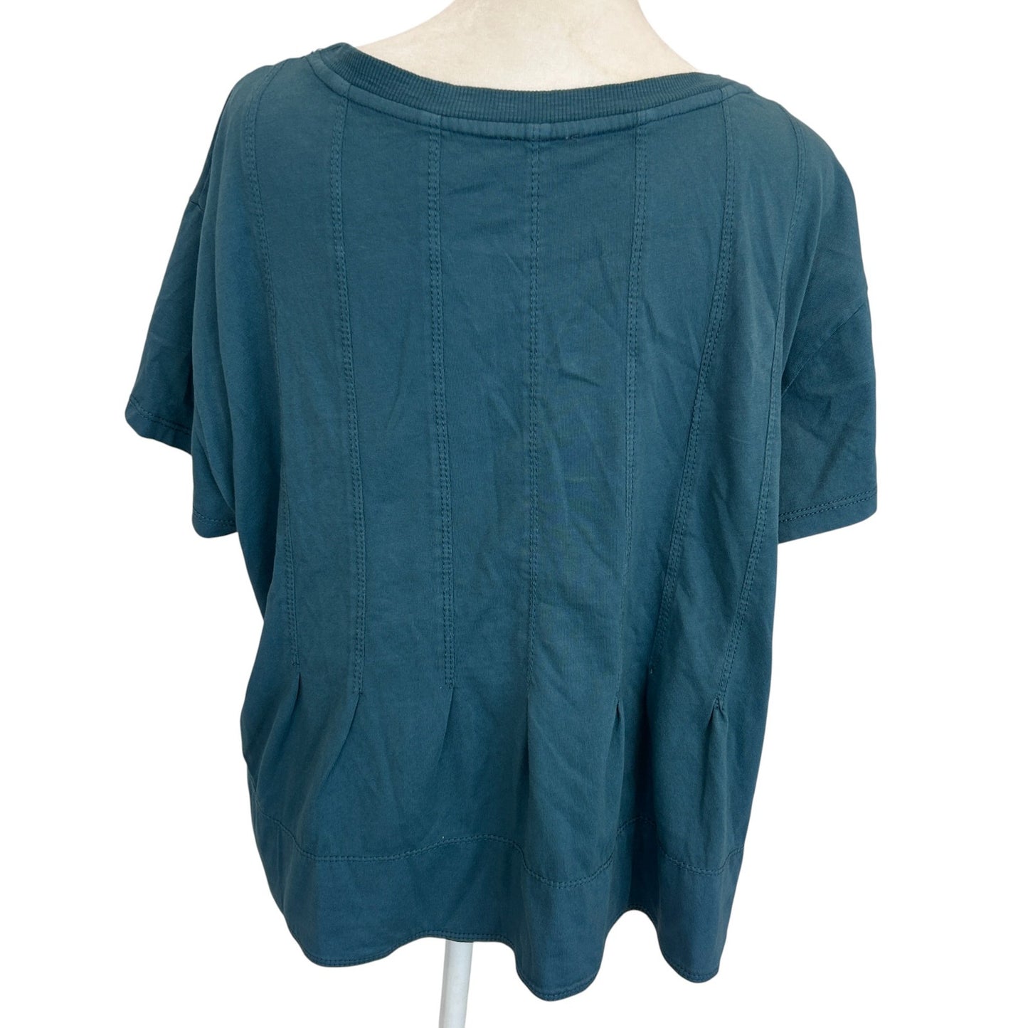 Pilcro Anthropologie Teal Green Short Sleeve Boxy Top Womens Size Medium Petite