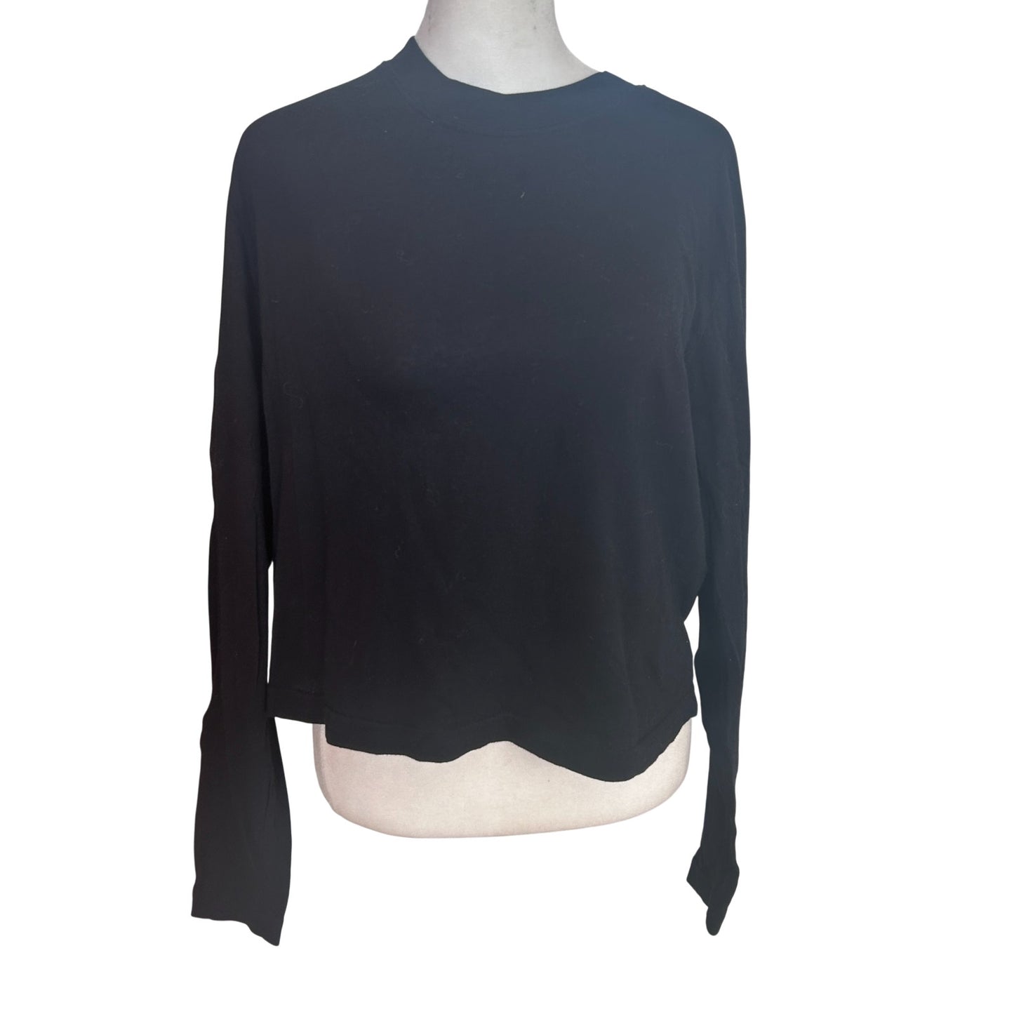 Michael Stars Black Mac High Crew Boxy Tee Long Sleeve Womens Size Medium