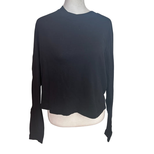 Michael Stars Black Mac High Crew Boxy Tee Long Sleeve Womens Size Medium