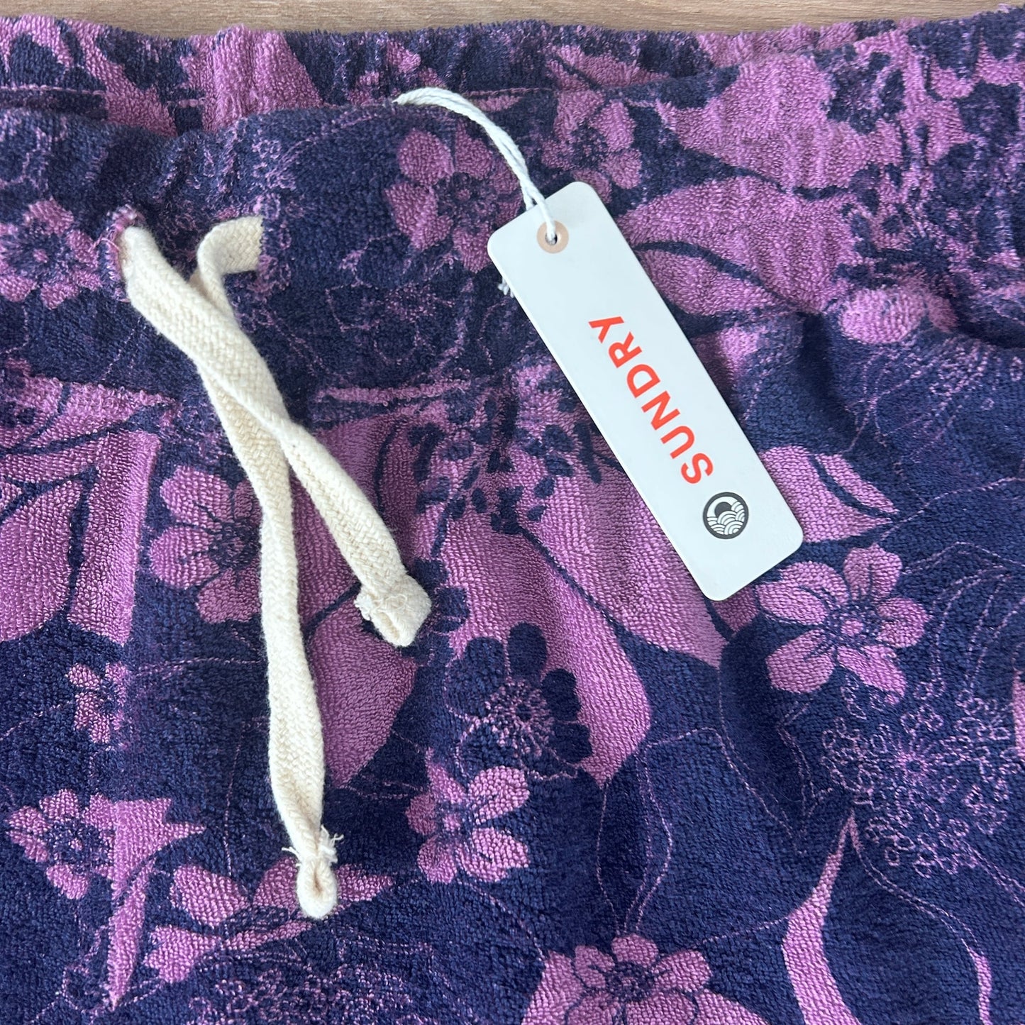 Sundry NWT Purple and Navy Blue Floral Terry Shorts Womens Size XL NEW