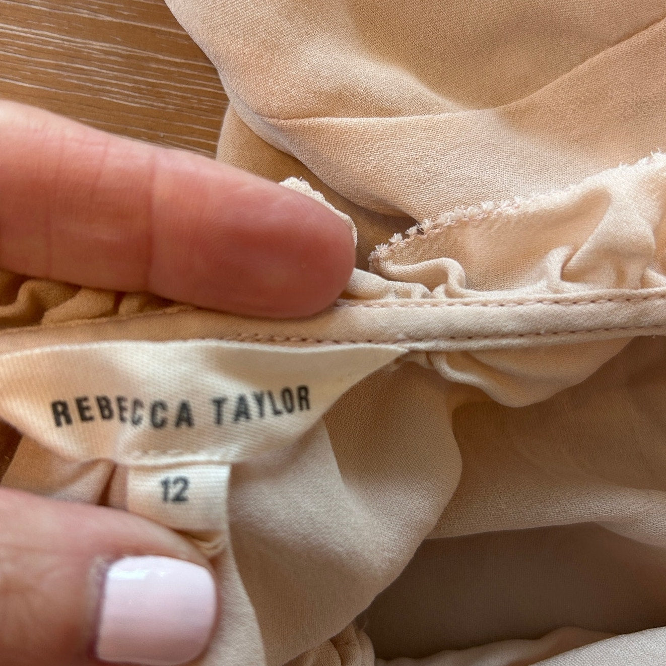 Rebecca Taylor Light Pink Long Sleeve Silk Ruffled Blouse Top Womens Size 12