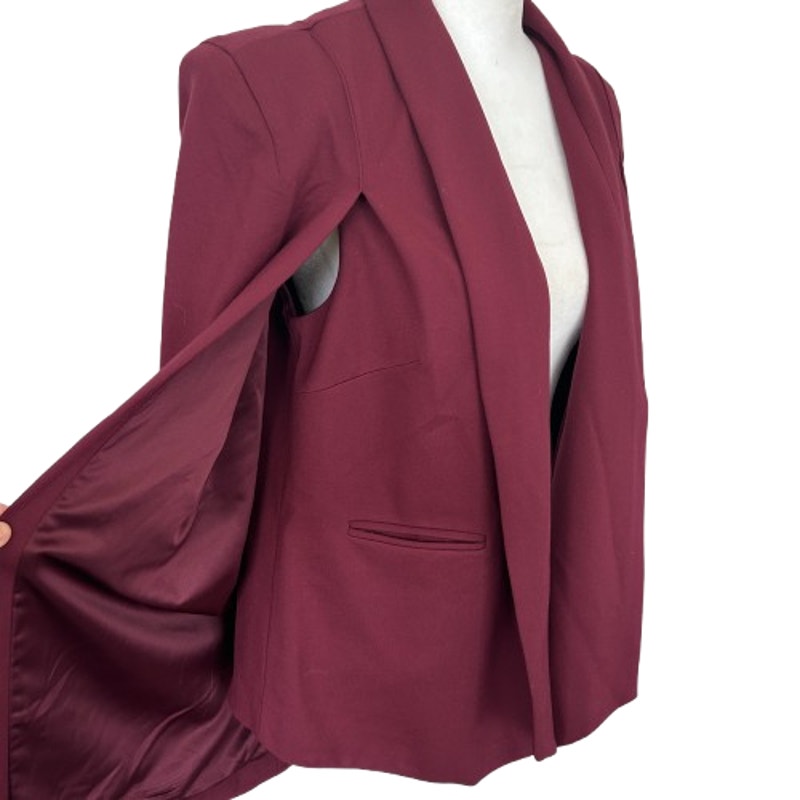 GILI Got It Love It Burgundy Knit Cape Blazer Womens Size 8
