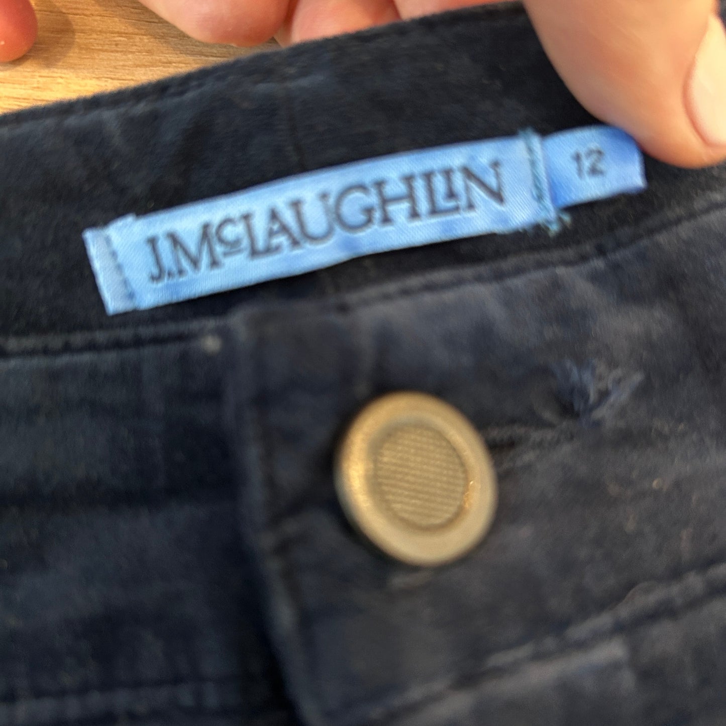 J. McLaughlin Navy Blue Velvet Pants Womens Size 12